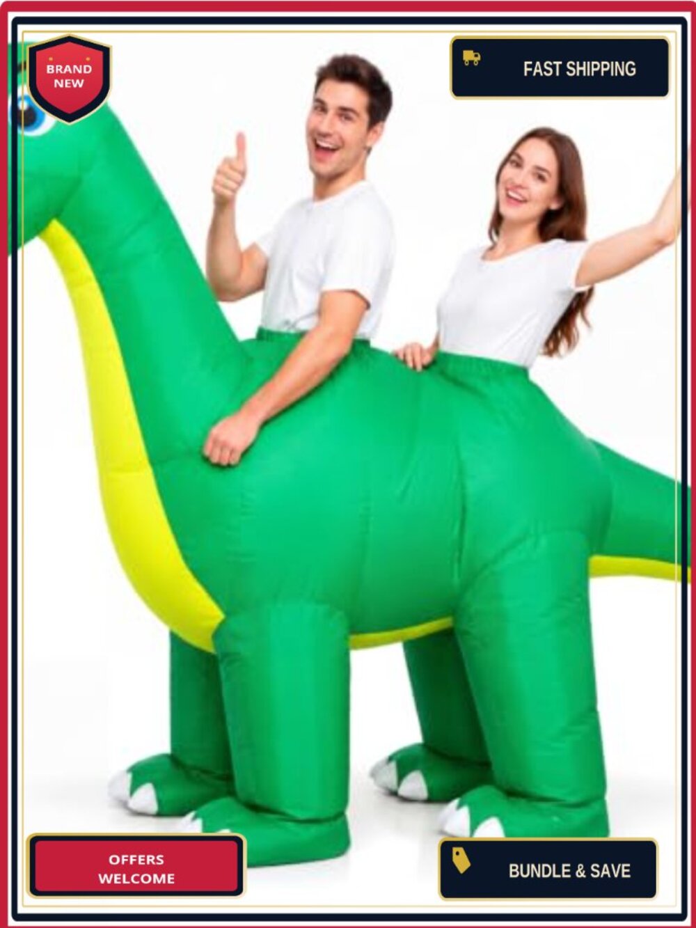 2 Person Inflatable Dinosaur Costume Adult Polyester Halloween Cosplay